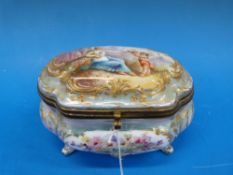 A 19thC Sevres porcelain lidded casket w
