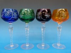 A set of four flash-overlaid cut glass h