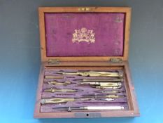 A 19thC rosewood cased drawing set.