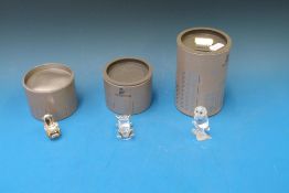 Three Swarovski crystal items; an owl on