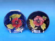 Two Moorcroft pin dishes in Anemone patt