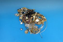 A collection of costume jewellery, watch
