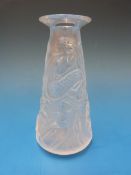 A Lalique glass vase of tapering form wi