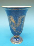 A flared Wedgwood pedestal vase with dra