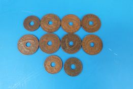 A collection of ten East African copper
