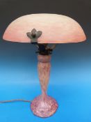 A Muller Freres glass table lamp signed