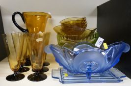 A collection of Art Deco period glass in