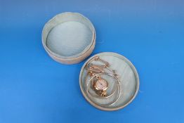 A 9ct gold ladies watch, hallmarked silv