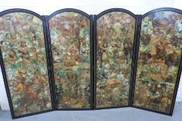 A Victorian four panel decoupage screen