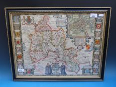 A hand coloured engraved map of Oxfordsh