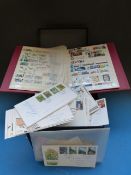 A box of stamps including a stockbook of