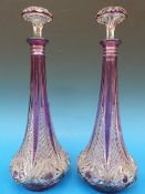 A pair of glass flash overlaid cut decan