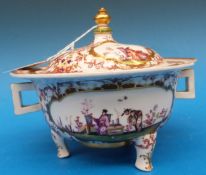 An early 18thC Meissen Hausmaler lidded