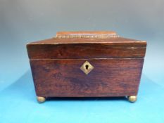 A 19thC rosewood sarcophagus tea caddy r