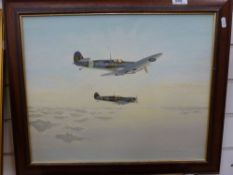 Four various aviation interest oil paint