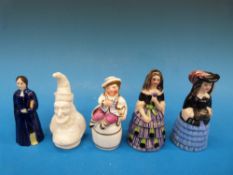 Five various candle snuffers including a