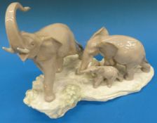 A Lladro elephant group (43cm long)