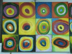 A pair of abstract oil on canvas of conc