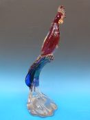 A large Murano bird on stylised branch (