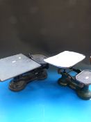 Two sets of shop scales