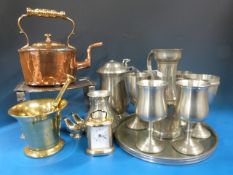 A quantity of metalware including pewter
