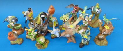 16 various crown Staffordshire birds (mo