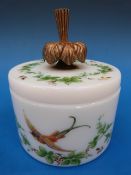 A Baccarat opaline glass powder jar with