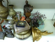 Mixed items to include plated tea pot, l