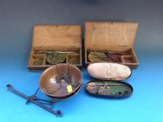 Three travelling balances together with