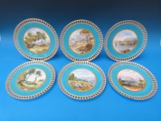 Six jewelled, pierced and hand painted d