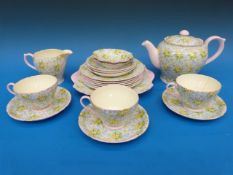 A Shelley 'Primrose' pattern tea set inc