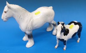 A Beswick skewbald pinto and a grey stan