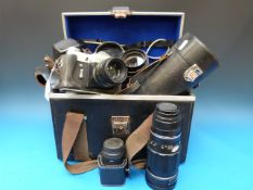 A Zenit-B SLR camera together with a qua