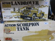 Two Action Man vehicles, a Scorpion tank