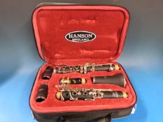 A cased English clarinet by Hanson with