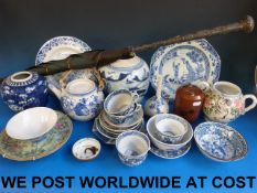 A collection of blue and white Oriental