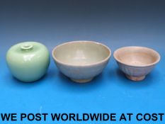 Two Chinese Ming dynasty celadon bowls,