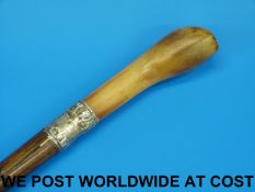 A rhinoceros horn handled walking stick