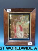 An 19thC embroidery of Elijah in the wil