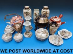 A pair of Japanese Satsuma vases and one