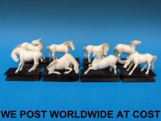 Eight Chinese carved natural ivory figur