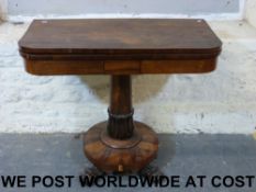 A 19thC rosewood fold over games table r