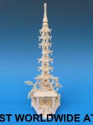A Chinese carved ivory model of a temple