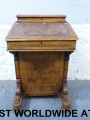 A 19thC walnut and burr walnut inlaid da