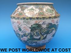 A Chinese famille verte jardinere with d