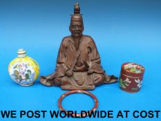 A Japanese bronzed figure of a Samurai t