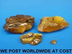 Three pieces of uncut amber (117g)