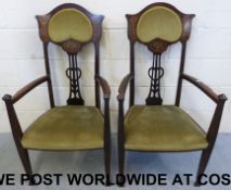Two Art Nouveau chairs with inlaid detai