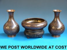 A Chinese cloisonne brush washer on a ha