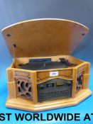 A reproduction Deco style oak record pla